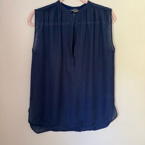 Vince 100% Silk Sleeveless Blouse Navy Blue Size Small